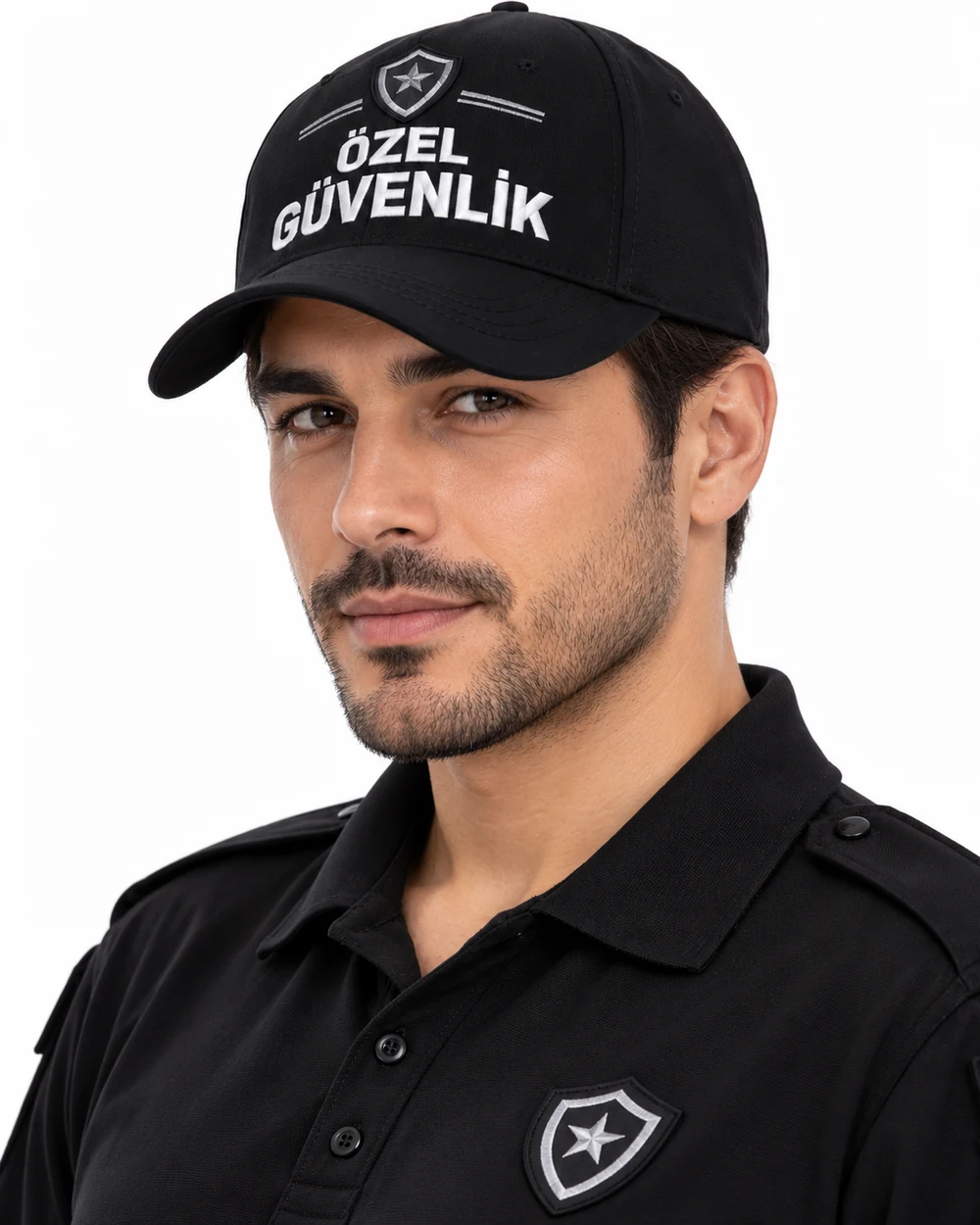 BUJE Özel Güvenlik Erkek Cap / Siyah Klasik Şeritli; toptan üretim referans görseli