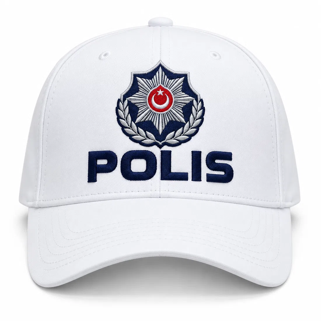BUJE Beyaz Polis Şapka Ve Amblemi