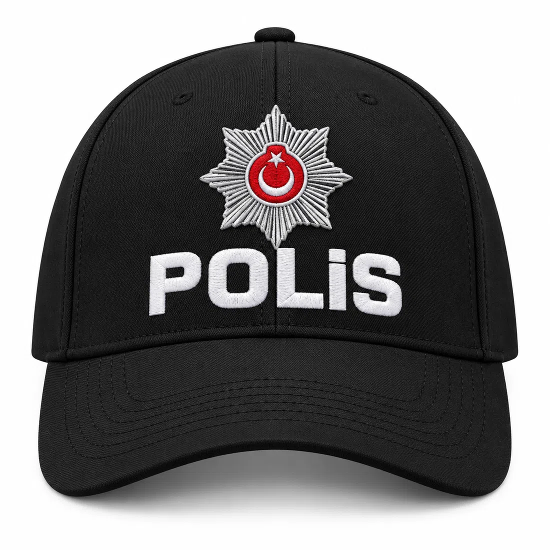BUJE Türk Bayraklı Siyah Polis Şapka
