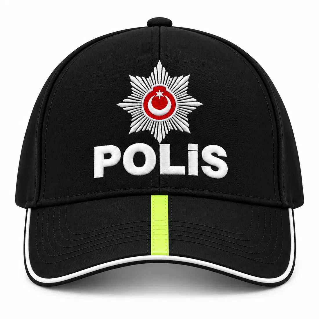 BUJE Türk Polis Işlemeli Siyah Şapka