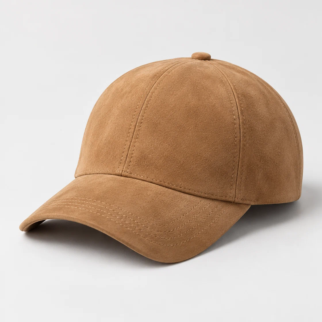 BUJE Minimalist Süet Dokulu Camel Rengi Cap Şapkası; toptan üretim referans görseli