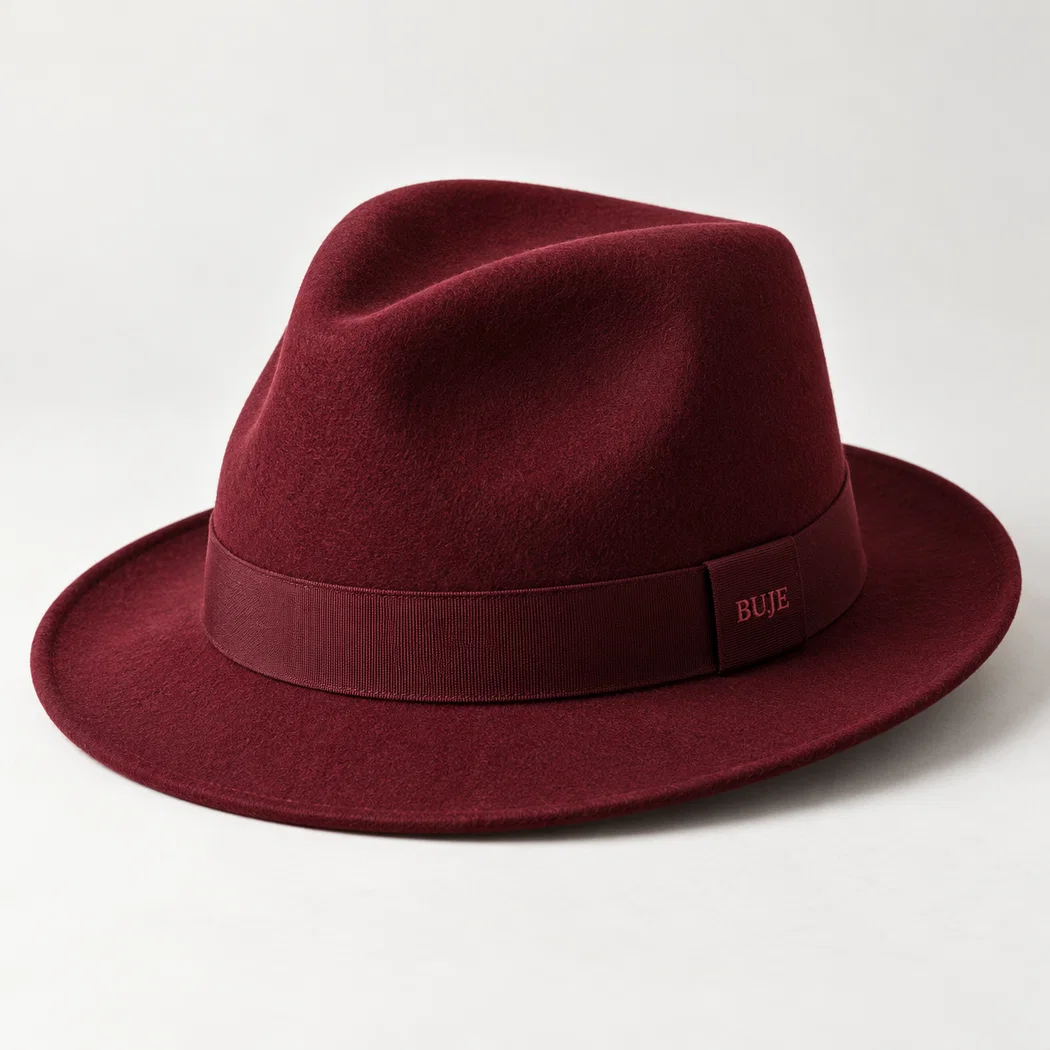 BUJE Bordo Minimal BUJE Nakışlı Fötr Şapka