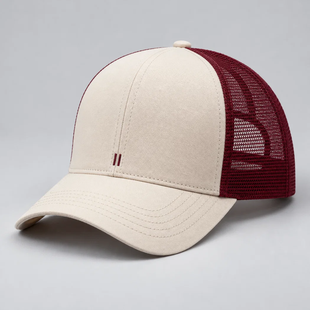BUJE Krem Bordo Fileli Trucker Şapka