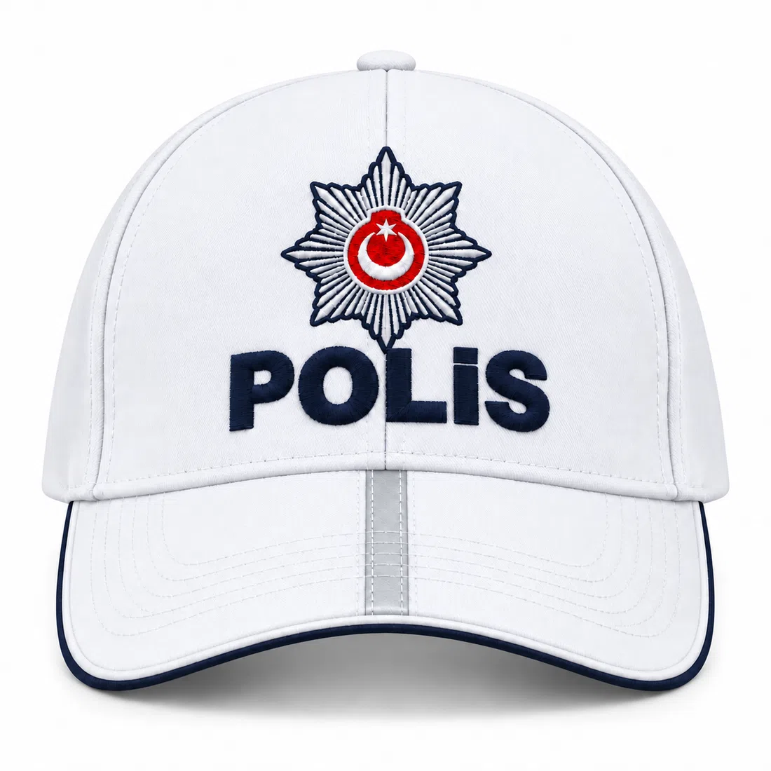 BUJE Beyaz Polis Şapka Ve Rozeti
