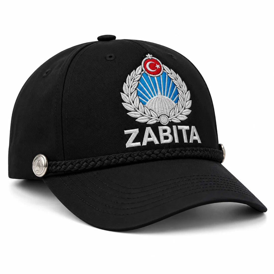 BUJE Siyah Zabıta Armalı Üniforma Şapka