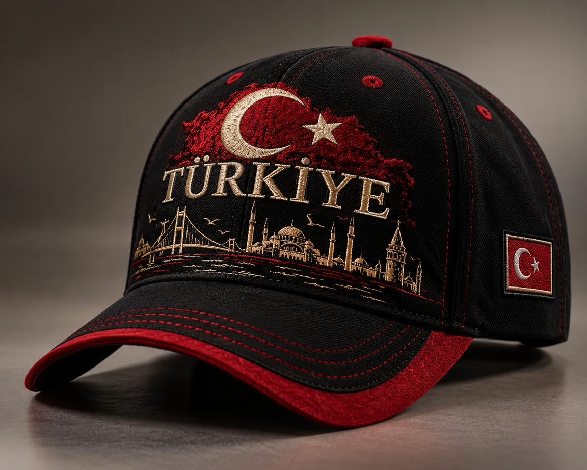 BUJE Türkiye Nakışı Cap – Krem & Bordo – Seri 09