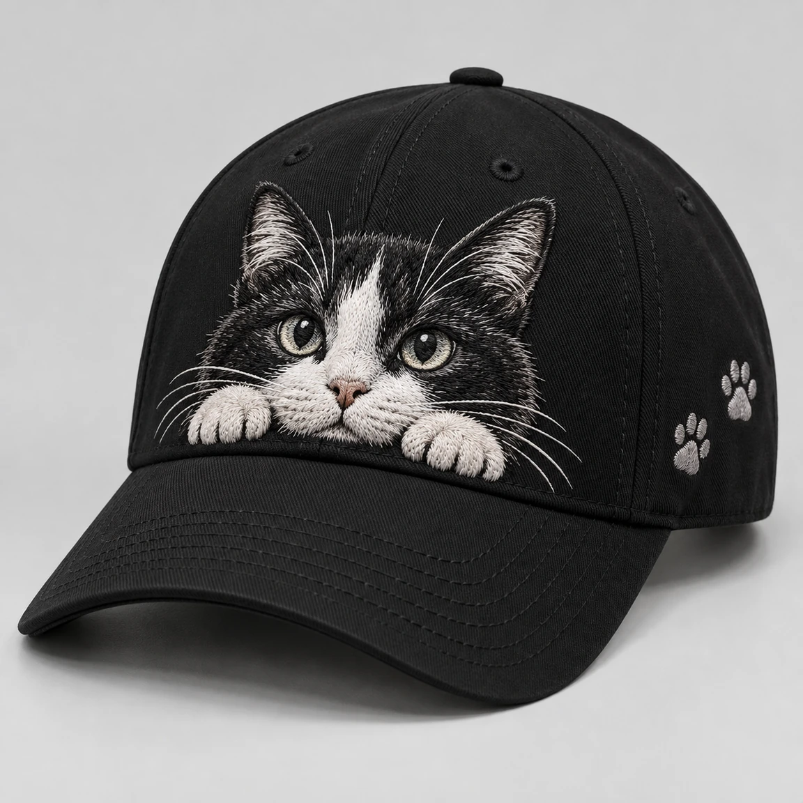 BUJE Kedi Nakışı Cap – Siyah – Seri 01